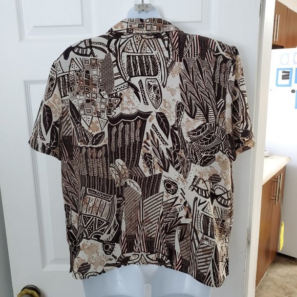 TRADITION Brown Black White Abstract Blouse Size 18 100% Polyester - Picture 2 of 4